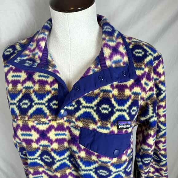 Patagonia Synchilla Womens MEDIUM Aberdeen Butterfly Aztec Snap Pullover Jacket - Picture 13 of 15